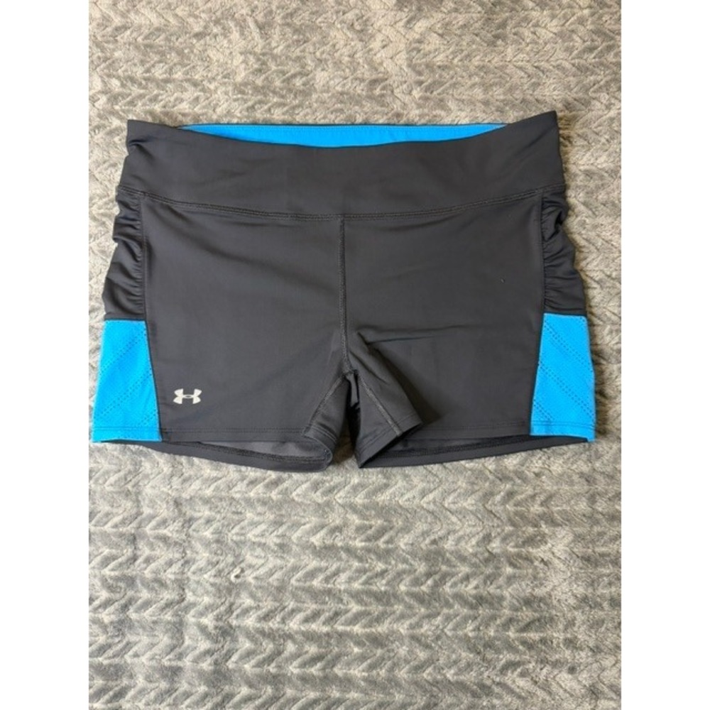 Under Armour HeatGear Womens Compression Shorts Gray Blue Athletic XL 0094